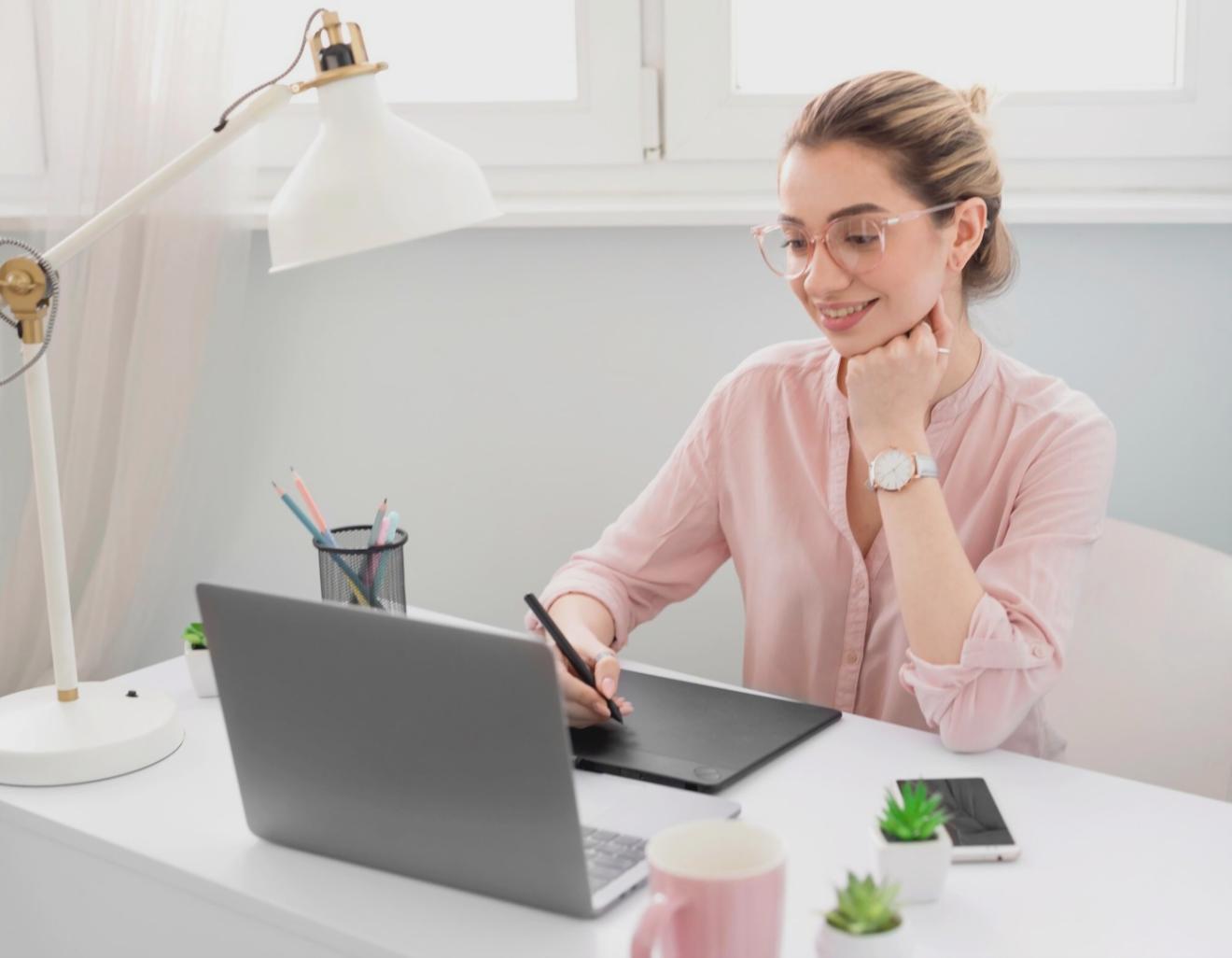Financial analysis workspace with charts and documents